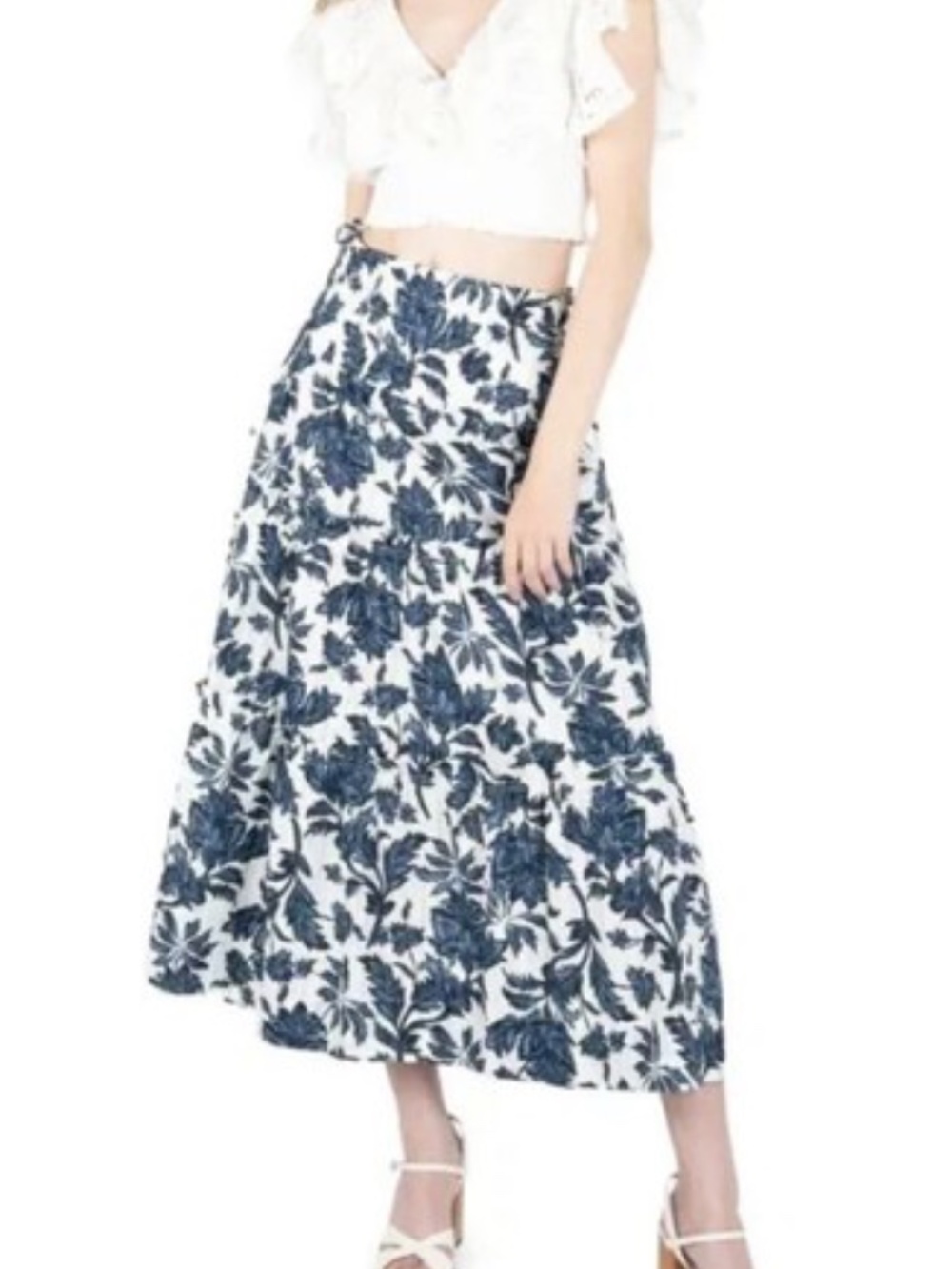 Super Natural by Secret Mission Floral Tiered Maxi Skirt, Size S